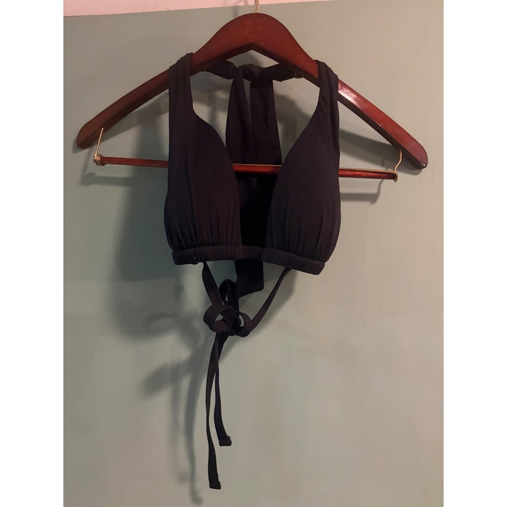 Lauren Ralph Lauren Black Halter Bikini Top Gold Hardware Size 8